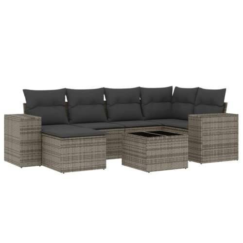 Vrtna garnitura - 7-dijelni set vrtnih sofa sivi od poliratana - Siva Sa stolom 1 Cijena