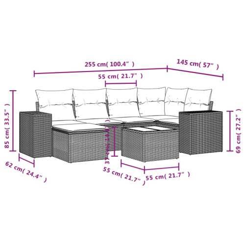 Vrtna garnitura - 7-dijelni set vrtnih sofa sivi od poliratana - Siva Sa stolom 1 Cijena