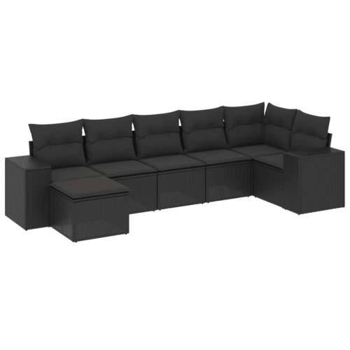 Vrtna garnitura - 7-dijelni set vrtnih sofa od poliratana s jastucima crni - Crna Sa stolom 1 Cijena