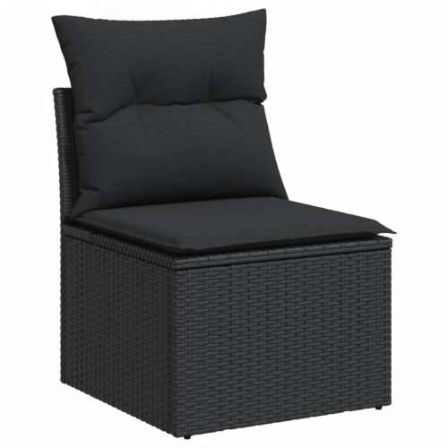 Vrtna garnitura - 9-dijelni set vrtnih sofa s jastucima crni od poliratana - Crna Sa stolom 1 Cijena