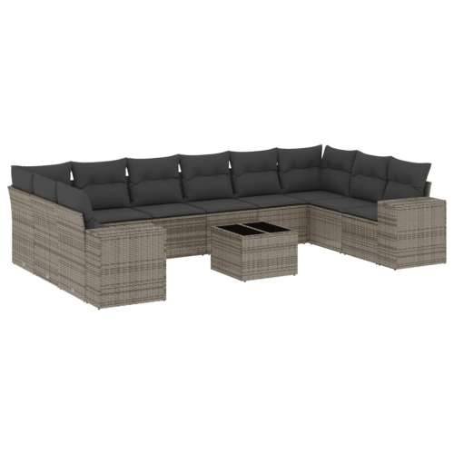 Vrtna garnitura - 11-dijelni set vrtnih sofa od poliratana s jastucima sivi - Siva Bez stola 1 Cijena