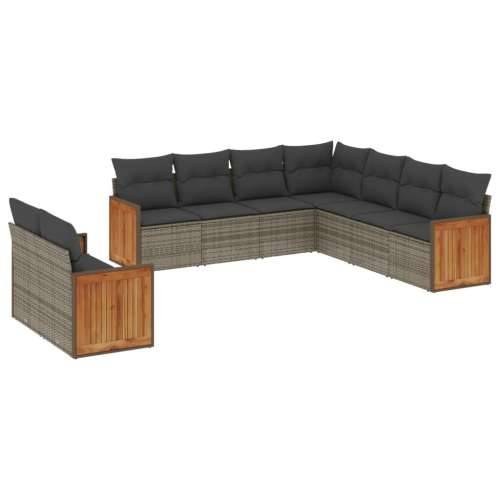 Vrtna garnitura - 9-dijelni set vrtnih sofa od poliratana s jastucima sivi - Siva Bez stola 1 Cijena