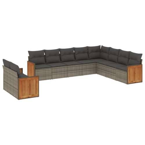 Vrtna garnitura - 10-dijelni set vrtnih sofa od poliratana s jastucima sivi - Siva Bez stola 1 Cijena