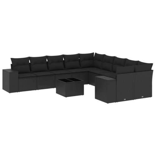 Vrtna garnitura - 11-dijelni set vrtnih sofa od poliratana s jastucima crni - Crna Bez stola 1 Cijena