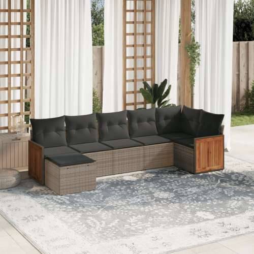 Vrtna garnitura - 7-dijelni set vrtnih sofa sivi od poliratana - Siva Bez stola 1 Cijena