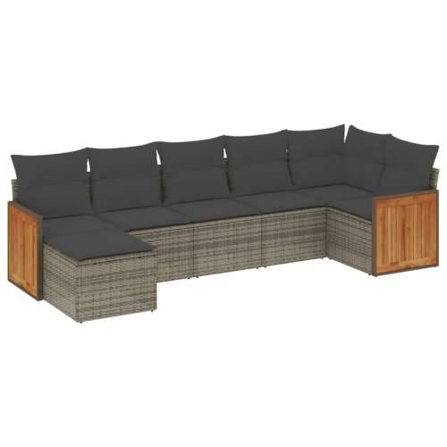 Vrtna garnitura - 7-dijelni set vrtnih sofa sivi od poliratana - Siva Bez stola 1 Cijena