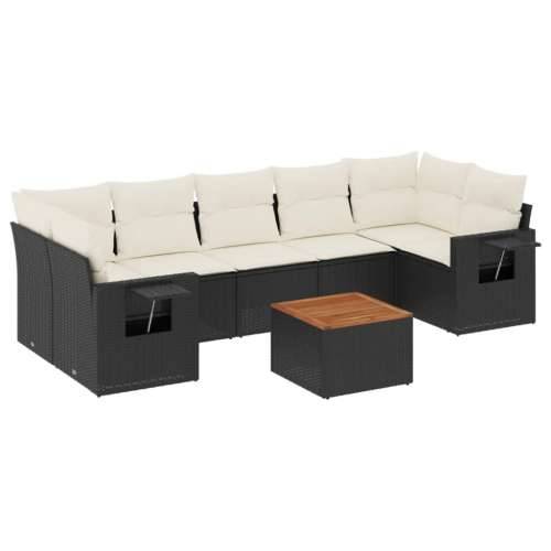 Vrtna garnitura - 8-dijelni set vrtnih sofa od poliratana s jastucima crni - Crna i krem 1 Cijena