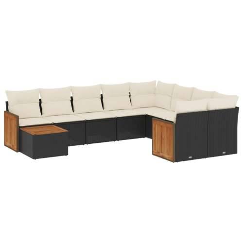 Vrtna garnitura - 10-dijelni set vrtnih sofa s jastucima crni od poliratana - Crna i krem 1 Cijena