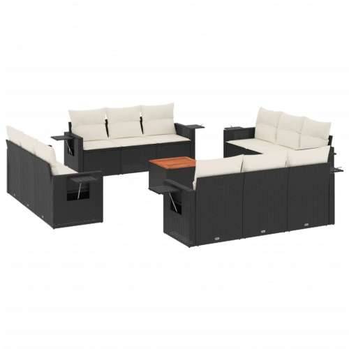 Vrtna garnitura - 13-dijelni set vrtnih sofa s jastucima poliratan crni - Crna i krem 1 Cijena