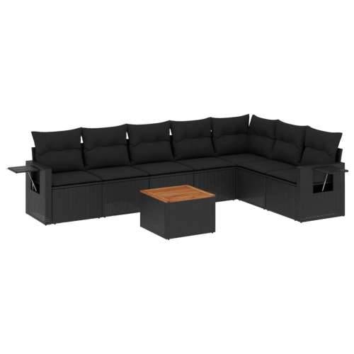Vrtna garnitura - 8-dijelni set vrtnih sofa od poliratana s jastucima crni - Crna 1 Cijena