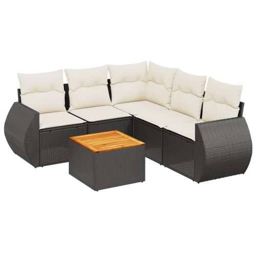 Vrtna garnitura - 6-dijelni set vrtnih sofa s jastucima crni od poliratana - Crna i krem kutna + stol + 2x srednja 1 Cijena