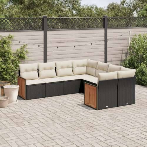 Vrtna garnitura - 8-dijelni set vrtnih sofa od poliratana s jastucima crni - Crna i krem 1 Cijena