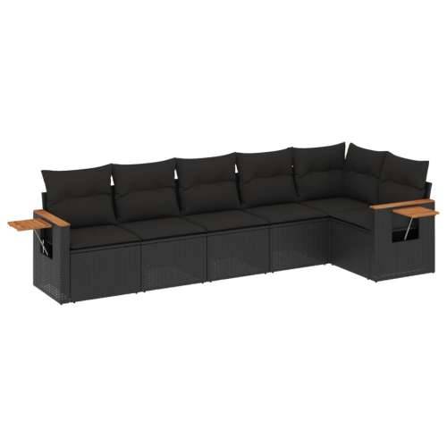 Vrtna garnitura - 6-dijelni set vrtnih sofa s jastucima crni od poliratana - Crna Bez stola 1 Cijena