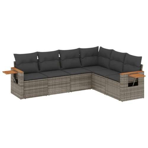 Vrtna garnitura - 6-dijelni set vrtnih sofa od poliratana s jastucima sivi - Siva Bez stola 1 Cijena