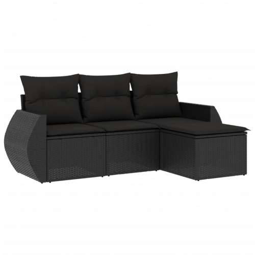 Vrtna garnitura - 4-dijelni set vrtnih sofa od poliratana s jastucima crni - Crna Bez stola 1 Cijena