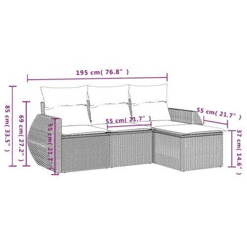 Vrtna garnitura - 4-dijelni set vrtnih sofa od poliratana s jastucima crni - Crna Bez stola 1 Cijena