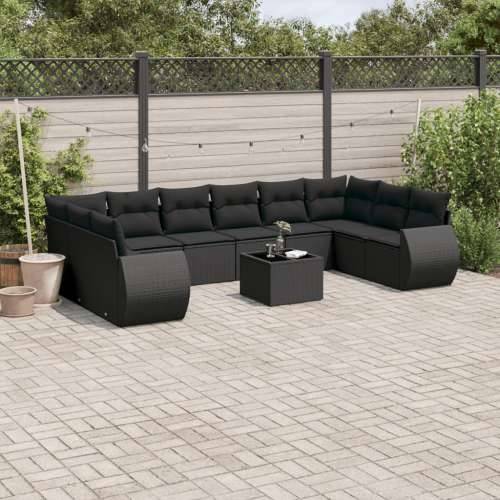 Vrtna garnitura - 11-dijelni set vrtnih sofa od poliratana s jastucima crni - Crna Sa stolom 1 Cijena