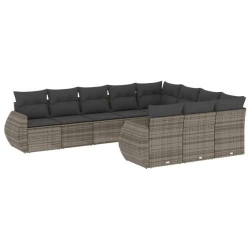 Vrtna garnitura - 10-dijelni set vrtnih sofa od poliratana s jastucima sivi - siva i tamnosiva Bez stola 1 Cijena