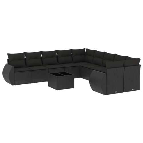 Vrtna garnitura - 11-dijelni set vrtnih sofa od poliratana s jastucima crni - Crna Sa stolom 1 Cijena