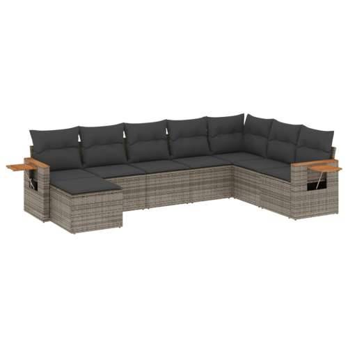 Vrtna garnitura - 8-dijelni set vrtnih sofa od poliratana s jastucima sivi - Siva Bez stola 1 Cijena