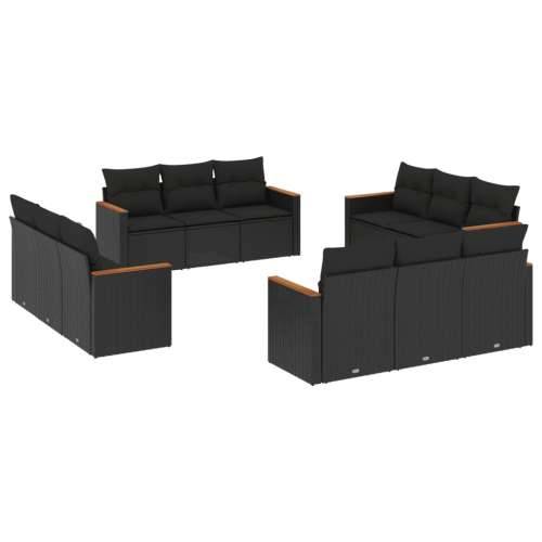 Vrtna garnitura - 12-dijelni set vrtnih sofa od poliratana s jastucima crni - Crna Bez stola 1 Cijena