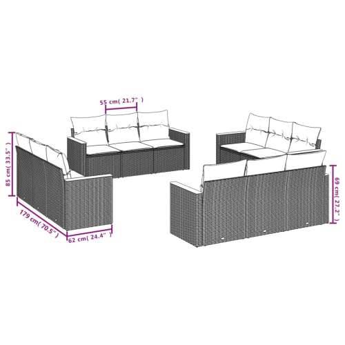 Vrtna garnitura - 12-dijelni set vrtnih sofa od poliratana s jastucima crni - Crna Bez stola 1 Cijena