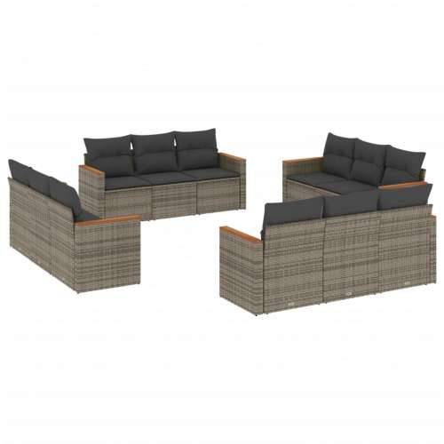 Vrtna garnitura - 12-dijelni set vrtnih sofa od poliratana s jastucima sivi - Siva Bez stola 1 Cijena