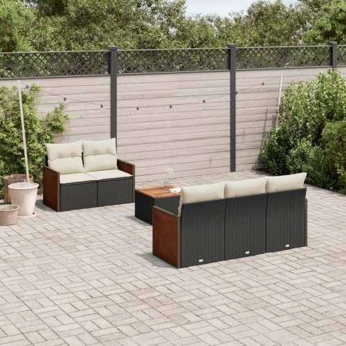 Vrtna garnitura - 6-dijelni set vrtnih sofa s jastucima crni od poliratana - Crna i krem 1 Cijena