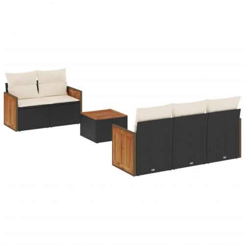 Vrtna garnitura - 6-dijelni set vrtnih sofa s jastucima crni od poliratana - Crna i krem 1 Cijena