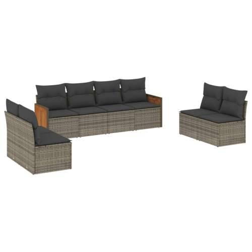 Vrtna garnitura - 8-dijelni set vrtnih sofa od poliratana s jastucima sivi - Siva Bez stola 1 Cijena