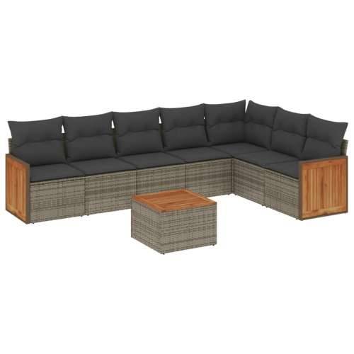 Vrtna garnitura - 8-dijelni set vrtnih sofa od poliratana s jastucima sivi - Siva Sa stolom 1 Cijena