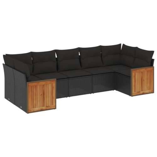 Vrtna garnitura - 7-dijelni set vrtnih sofa od poliratana s jastucima crni - Crna 1 Cijena