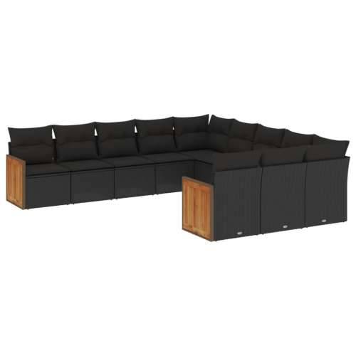 Vrtna garnitura - 11-dijelni set vrtnih sofa od poliratana s jastucima crni - Crna Bez stola 1 Cijena