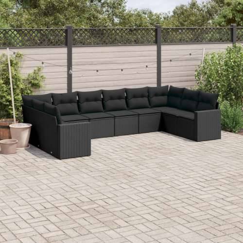 Vrtna garnitura - 10-dijelni set vrtnih sofa s jastucima crni od poliratana - Crna 1 Bez stola Cijena