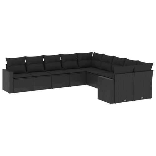 Vrtna garnitura - 10-dijelni set vrtnih sofa s jastucima crni od poliratana - Crna 1 Bez stola Cijena
