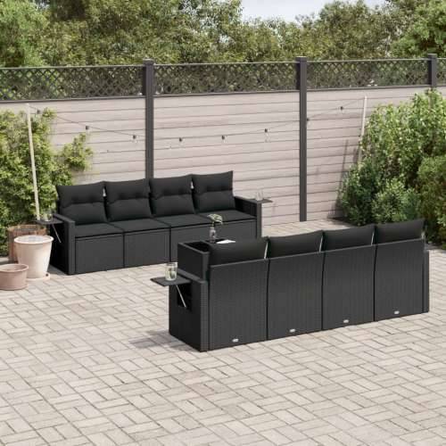 Vrtna garnitura - 9-dijelni set vrtnih sofa s jastucima crni od poliratana - Crna 1 Cijena