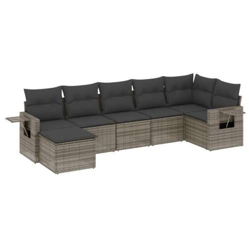 Vrtna garnitura - 7-dijelni set vrtnih sofa sivi od poliratana - siva i tamnosiva Bez stola 1 Cijena