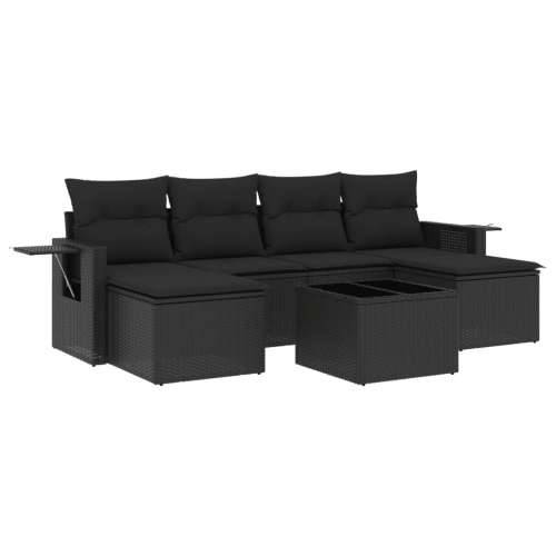 Vrtna garnitura - 7-dijelni set vrtnih sofa od poliratana s jastucima crni - Crna Sa stolom 1 Cijena