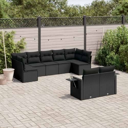 Vrtna garnitura - 9-dijelni set vrtnih sofa s jastucima crni od poliratana - Crna Bez stola 1 Cijena
