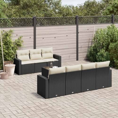 Vrtna garnitura - 8-dijelni set vrtnih sofa od poliratana s jastucima crni - Crna i krem 1 Cijena