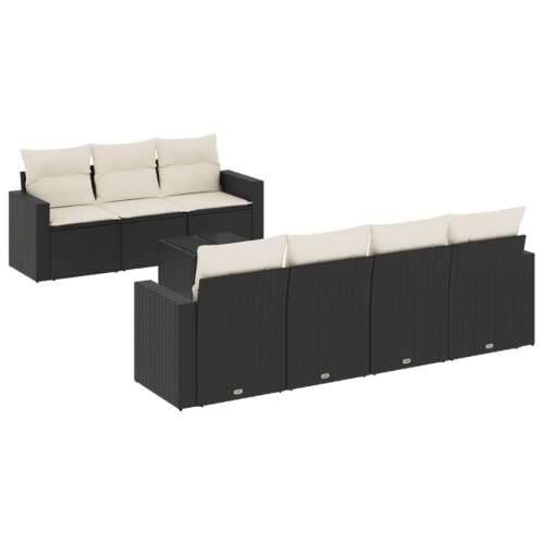 Vrtna garnitura - 8-dijelni set vrtnih sofa od poliratana s jastucima crni - Crna i krem 1 Cijena