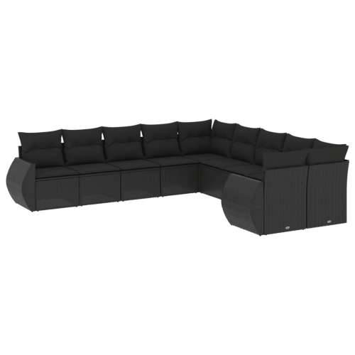 Vrtna garnitura - 10-dijelni set vrtnih sofa s jastucima crni od poliratana - Crna Bez stola 1 Cijena
