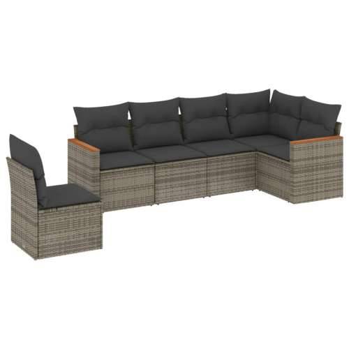 Vrtna garnitura - 6-dijelni set vrtnih sofa od poliratana s jastucima sivi - Siva Bez stola 1 Cijena