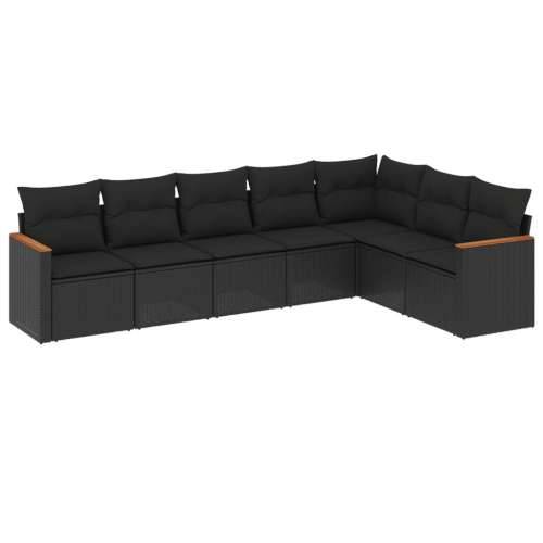 Vrtna garnitura - 7-dijelni set vrtnih sofa od poliratana s jastucima crni - Crna Bez stola 1 Cijena