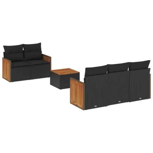 Vrtna garnitura - 6-dijelni set vrtnih sofa s jastucima crni od poliratana - Crna 1 Cijena
