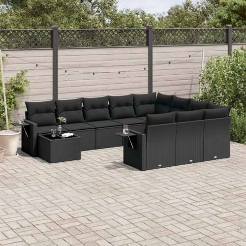 Vrtna garnitura - 11-dijelni set vrtnih sofa od poliratana s jastucima crni - Crna 1 Cijena
