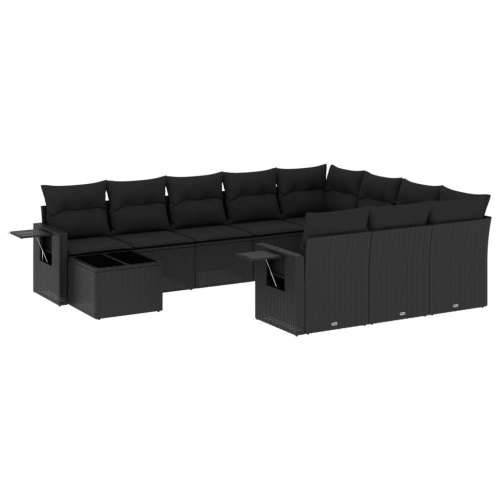 Vrtna garnitura - 11-dijelni set vrtnih sofa od poliratana s jastucima crni - Crna 1 Cijena