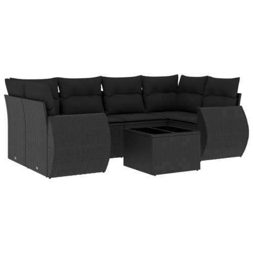 Vrtna garnitura - 7-dijelni set vrtnih sofa od poliratana s jastucima crni - Crna 1 Cijena