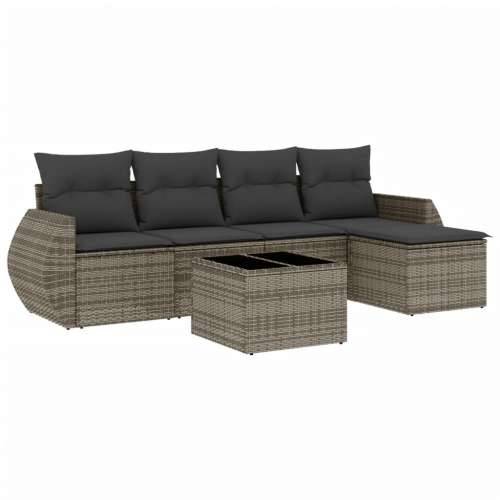 Vrtna garnitura - 6-dijelni set vrtnih sofa od poliratana s jastucima sivi - Siva Bez stola 1 Cijena