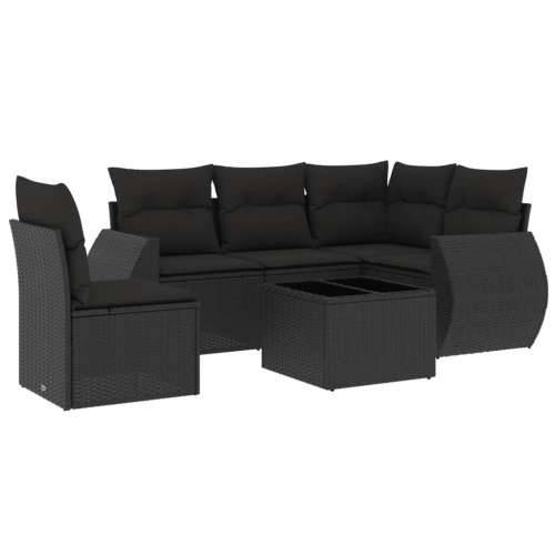 Vrtna garnitura - 6-dijelni set vrtnih sofa s jastucima crni od poliratana - Crna Bez stola 1 Cijena